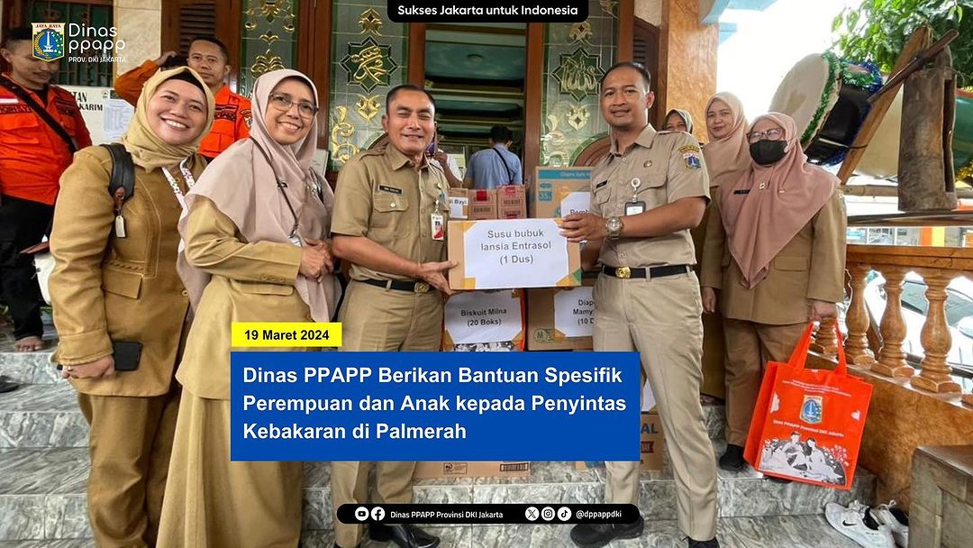 Dinas PPAPP DKI Jakarta Berikan Bantuan Spesifik Perempuan dan Anak Penyintas Kebakaran di Kelurahan Kota Bambu Utara